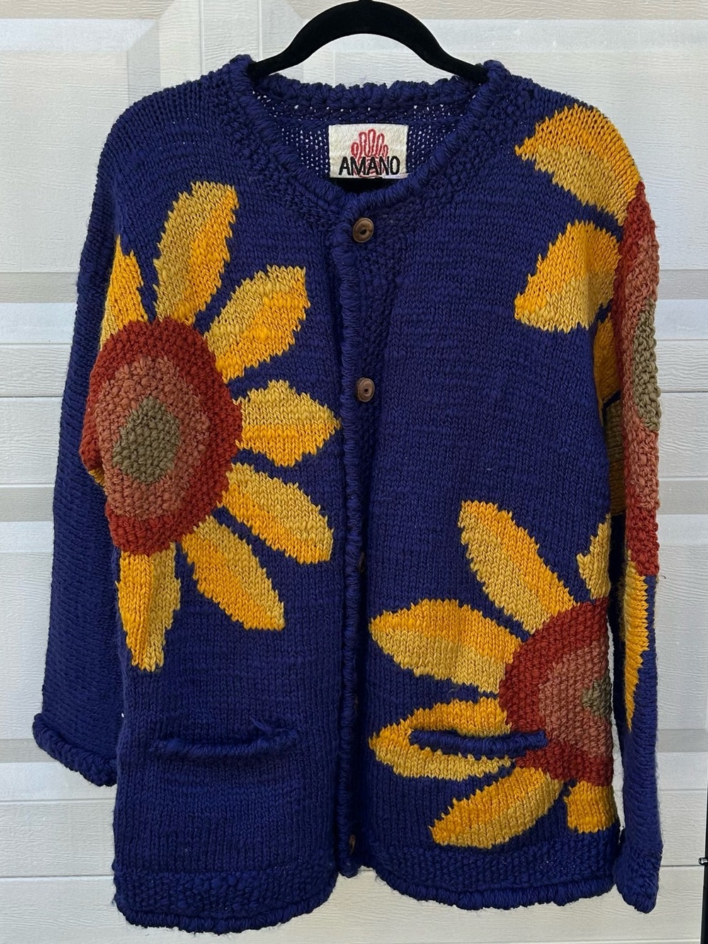 Amano wool sunflower chunky knit cardigan